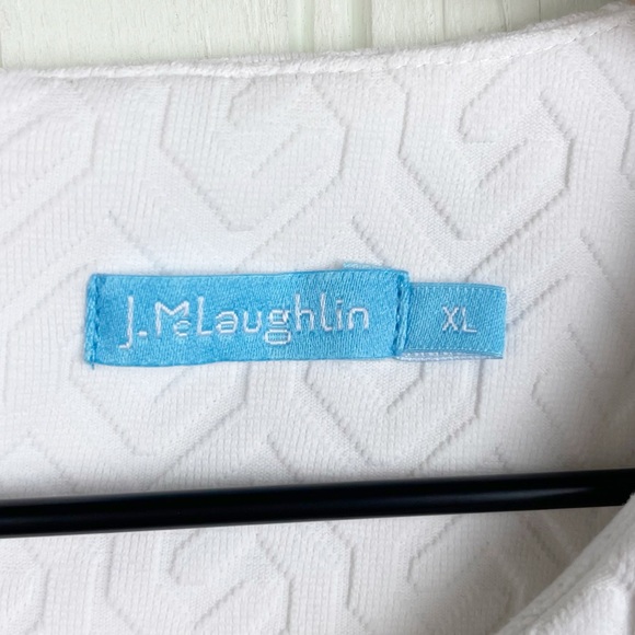 J. McLaughlin White Textured Geometric Stretch Tank Top Women's Size XL Preppy - Picture 4 of 7